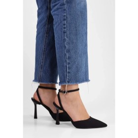 Resim Shoeberry Kadın Siyah Saten Stiletto Bilek Bağlı Tasarım Yüksek Topuk 36 Numaralı 
