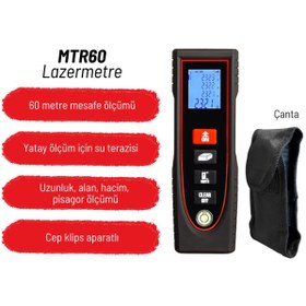 Resim Texta Mtr60 Klipsli Lazerli Mesafe Ölçer 60 Metre 