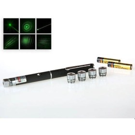 Resim Yeşil Lazer Pointer 50 Mw 15 Km Etkili 5 Başlıklı Renkli 