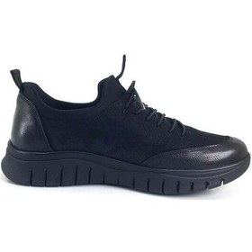 Resim Venüs Kadın Hakiki Deri Streç Bağ Günlük Comfort Ayakkabı 2216670 Sıyah Nubuk Siyah 