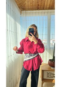 Resim Elif Tarakçı Butik Bordo Pamuklu Gömlek Bordo 
