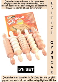 Resim Çocuk Eğitici Oyuncak İnce Motor El Kasları Oyun Hamuru Şekil Beceri Geliştirici 5'li Merdane Seti 