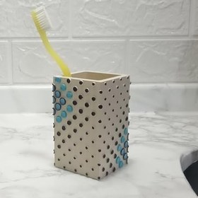 Resim 2 ADET DİŞ FIRÇALIK VE MACUNLUK PUANLI POLİRESİN 6X6X10CM 200ML BANYO SETİ 
