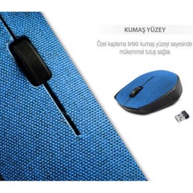 Resim Everest Km-218 2.4ghz Kablosuz Usb Mouse Mavi Kumaş Yüzey Nano Alıcılı Scroll Tuşlu 