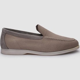Resim Cabani Triko Bej Hakiki Deri Detaylı Erkek Loafer-bej Bej 