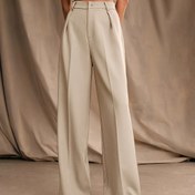 Resim Kadınlar için Açık Bej Yüksek Bel Blazer Pantolon - Günlük ve Şık Uzun Pantolon Düğme Detaylı, Makinede Yıkanabilir, İlkbahar/Yaz/Sonbahar İçin Mükemmel 