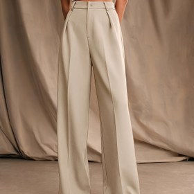 Resim Kadınlar için Açık Bej Yüksek Bel Blazer Pantolon - Günlük ve Şık Uzun Pantolon Düğme Detaylı, Makinede Yıkanabilir, İlkbahar/Yaz/Sonbahar İçin Mükemmel 