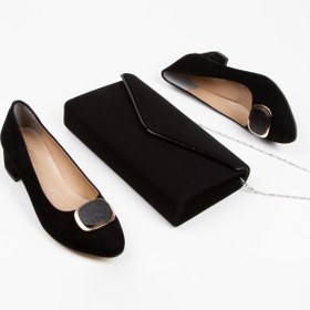 Resim Genel Markalar Kadın 3 Cm Kısa Topuklu Tokalı Stiletto Ve Çanta Takımı 