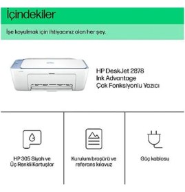 Resim Hp 2878 Deskjet Yazıcı + Tarayıcı + Fotokopi + Wifi Renkli Mürekkep Püskürtmeli Yazıcı + A4 Hediye 
