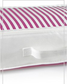 Resim Vedsey Orta Boy Pembe Çizgili Hurç & Baza Altı -dolap İçi -sandık İçi Düzenleyici 3 Lü Set 53x44x20cm Pembe 