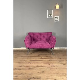 Resim Hmplast Modern Mekanizmalı Ikili Kanepe Yataklı Koltuk | Konforlu Yatan Tasarım, Kolay Açılır, Fonksiyonel - Mor 