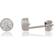 Resim Moom Mücevherat Kadın Tek Taş Beyaz Küpe 14 Ayar Altın N11.15602 