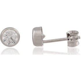 Resim Moom Mücevherat Kadın Tek Taş Beyaz Küpe 14 Ayar Altın N11.15602 