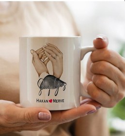 Resim Bk Gift Kişiye Özel Sevgili El Ele Tasarımlı Beyaz Kupa Bardak-4, Sevgililer Günü, Sevgiliye Hediye Kobitmeyencom33697 Bk Gift 