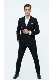 Resim Plus Scorpion Erkek Kruvaze Blazer Ceket Slim Fit Premium Dokulu Şık Klasik Ceket 