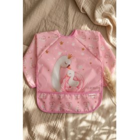 Resim Babydonat Swan Dream Toz Pembe Sıvı Geçirmez Kollu Bebek Mama Önlüğü - Blw Uyumlu Leke Tutmaz Ek Gıda Önlüğü 6-24 Ay 