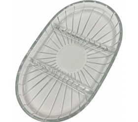 Resim Şık Tasarımlı 3 Bölmeli Cam Kahvaltılık – 27X15 cm Dayanıklı Servis Tabağı, Çok Bölmeli Sunum Kabı, Çizgili Desen Modern Cam Meze ve Atıştırmalık Tabağı 