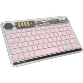 Resim TezMax Oteeto Tab12 Pro 10.1" Uyumlu Bluetooth Şarjlı Rgp 7 Renk Işıklı Klavye - Pembe 