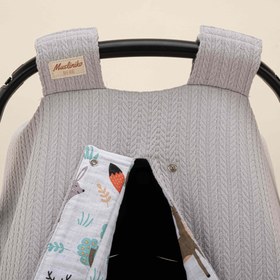 Resim Puset Örtüsü - Çift Taraflı - Gri Örgü - Orman 