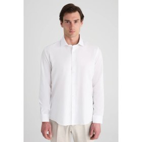 Resim Twn Slim Fit Beyaz Armürlü Gömlek 