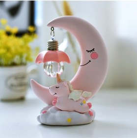 Resim Genel Markalar Dekoratif Ay Dede Ve Minik Unicorn Temalı Masa Lambası? Ve Biblo 