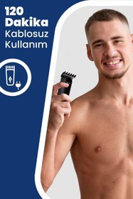 Resim GOLDMASTER Enerjik 12 In 1 Sıfır Başlıklı Kablolu Kablosuz Hızlı Şarj Paslanmaz Çelik Standlı Erkek Bakım Seti 
