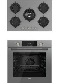 Resim Ferre QMS63CPR -RS038 2'li Gri Cam Ankastre Set 