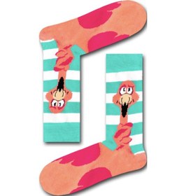 Resim Bidigago Şaşkın Flamingo Desenli Unisex Çorap Renkli 