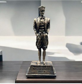 Resim Dekoratif Polyester Atatürk Heykeli 18 Cm Gold Eskitme 