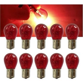 Resim Misda Store Adet 12V P21/5W Çift Duy Yakın Tırnak Kırmızı Renk Ampul BAZ15D 