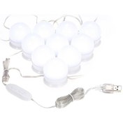 Resim 10'lu Led Aydınlatma Ampul Seti - Dimmable Ayna Işığı, Makyaj İçin Mükemmel Çözüm 