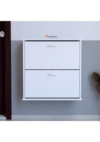 Resim Modilayn Umay Asma Kapı Önü 52 X 74 X 25,5 Cm Lik 2 Düşer Kapak 4 Göz Bölmeli Ayakkabılık Beyaz 