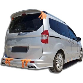Resim Ford Tourneo Courier Uyumlu Egzoz Görünümlü Arka Ek Mat Siyah Plastik 