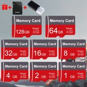 Resim BLIKSEM 1 adet 128GB / 64GB / 32GB / 16GB / 8GB / 4GB / 2GB / 1GB Mikro SDXC / SDHC Sınıfı 10 Yüksek Hızlı Kart ile Kart Okuyucu ve Adaptör - Telefon, Tablet, Kamera, Araba, Oyun Konsolu için Gerçek Kapasite Gri ve Kırmızı 