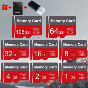 Resim BLIKSEM 1 adet 128GB / 64GB / 32GB / 16GB / 8GB / 4GB / 2GB / 1GB Mikro SDXC / SDHC Sınıfı 10 Yüksek Hızlı Kart ile Kart Okuyucu ve Adaptör - Telefon, Tablet, Kamera, Araba, Oyun Konsolu için Gerçek Kapasite Gri ve Kırmızı 
