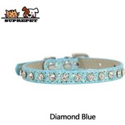 Resim Soulader Suprapet Elmas Taklidi Küçük Köpek Yaka Pu Deri Yavru Chihuahua Kedi Tasması Aksesuarları Xs Beden Mavi Elmas Desenli Şık 