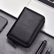 Resim Erkek ve Kadınlar için Vintage Stil PU Deri Cüzdan, Su Geçirmez ve Dayanıklı, Çok Cepli Kartlık, RFID Engellemeli, Taşınabilir Mini Cüzdan İş, Ofis ve Seyahat için - Siyah 