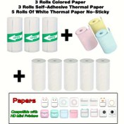 Resim Mini Baskı Kağıdı için 57mm Genişlik Renkli Beyaz Sürekli Kağıt Kendinden Yapışkanlı Şeffaf Etiket Rulosu Taşınabilir Yüksek Çözünürlüklü Fotoğraf Yazıcısı için Uygundur 