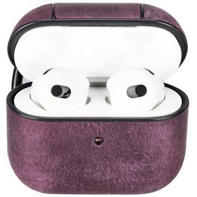 Resim Apple Uyumlu AirPods 3.Nesil Deri Kılıf Juni Aa7 Mor 