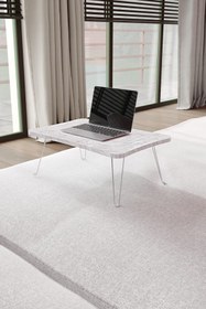 Resim Zuesse Dizayn Taşınabilir Katlanır Laptop Sehpası Beyaz Mermer 