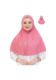 Resim Modish Group Hazır Başörtüsü Pratik İslami Giyim Penye Peçeli Türban Namaz İçin Yumuşak Eşarp Gül Kurusu 