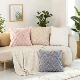 Resim 2 adet YAERTUN Fransız Etkili Geometrik Elmas Izgara Dekoratif Yastık Kapakları - Yumuşak Polar, Fermuarlı, Hipoalerjenik, 40.64x45.72 cm Oturma Odası ve Çiftlik Dekoru için (İçerik Yok), Dekoratif Yastıklar 
