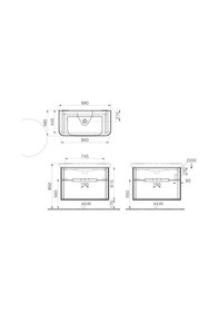 Resim VitrA Sento 100Cm Antrasit Banyo Dolabı Alt Modül Ve Lavabo 60838 Çok Renkli 
