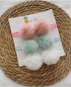 Resim Kız Bebek 3'lü Peluş Ponpon Bandana Seti 