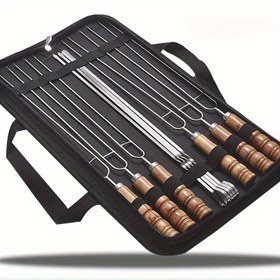 Resim 10 Adet Yeniden Kullanılabilir Paslanmaz Çelik Barbekü Şişleri - Açık Hava Kampı & Kapalı Alanlarda Izgara Partileri İçin Mükemmel! 