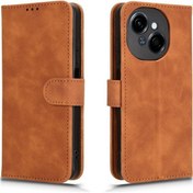 Resim Tecno Spark Go 1 İçin Yan Tokalı Desteklenebilir Pu Deri Kartlık Cüzdan Kapak 