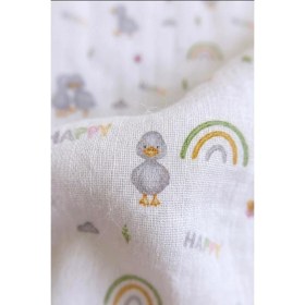Resim More Home Çok Amaçlı Müslin Örtü, Müslin Bebek Battaniyesi, %100 Pamuk Tek Katlı Müslin BEZ,90X90 cm Duck 