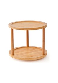 Resim Bambu 2 Katlı Dönen Baharatlık Standı Organizer Düzenleyici / Doğal / Bambu Kahverengi 