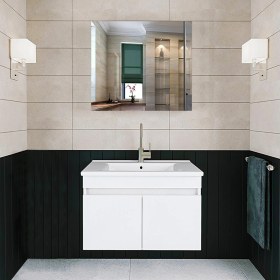 Resim Alfa Banyo Viola Beyaz 65 cm Mdf Hazır Kurulu Aynalı Banyo Dolabı (Lavabolu) 