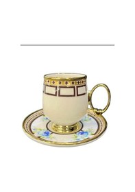 Resim Roykıng Mavi Çiçekli 6 Kişilik Kahve Fincan Takımı Mavi - Sarı 